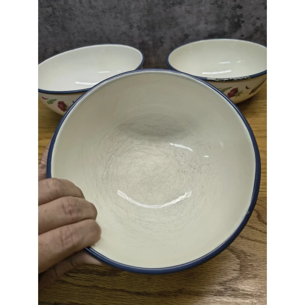 Lenox Poppies Enamel Nesting Mixing Bowls‎ Nesting Set of 3 Vintage SEE PICS
